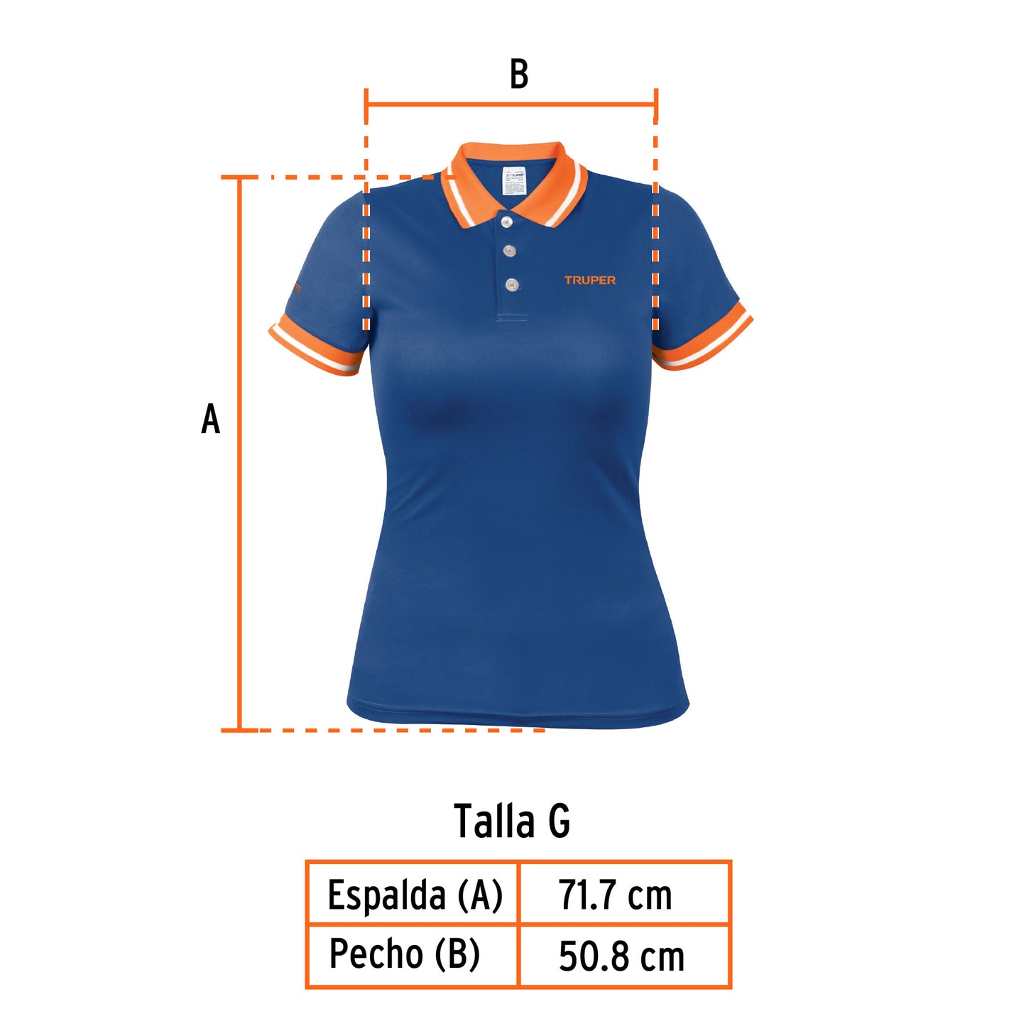 Playera polo performance para mujer color azul en talla G