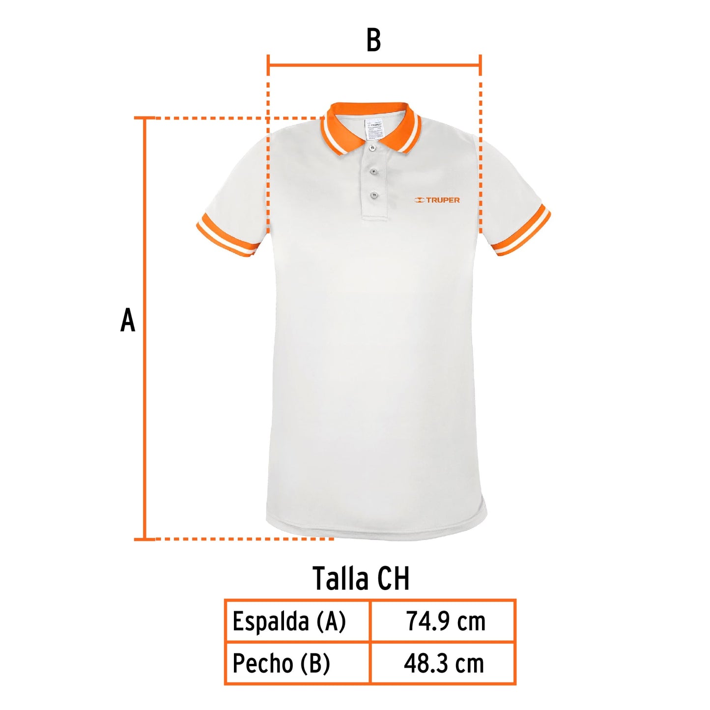 Playera polo performance para hombre blanca talla chica