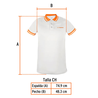 Playera polo performance para hombre blanca talla chica