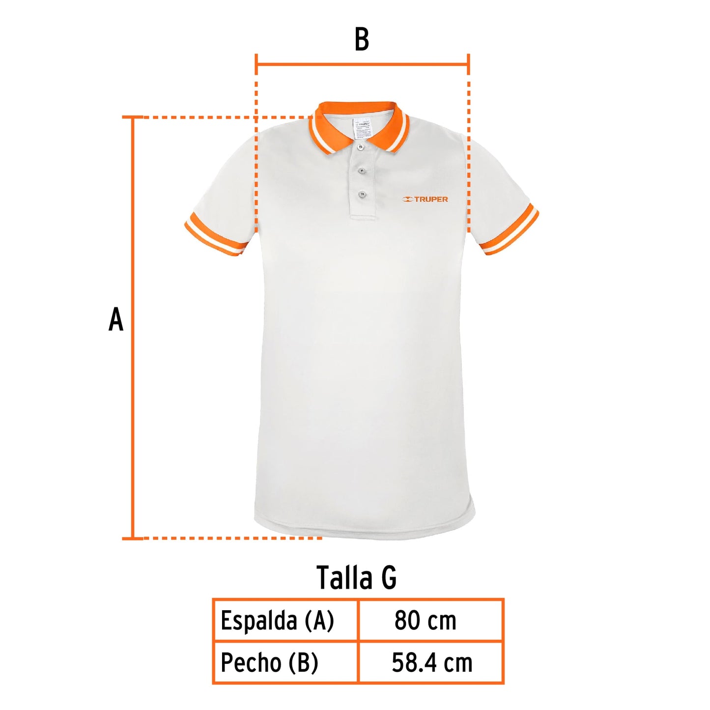 Playera polo performance para hombre blanca talla grande