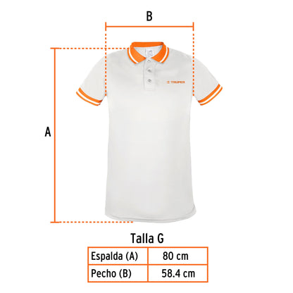 Playera polo performance para hombre blanca talla grande