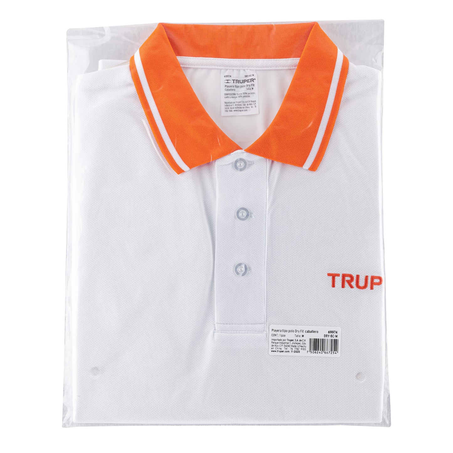 Playera polo performance para hombre blanca talla mediana