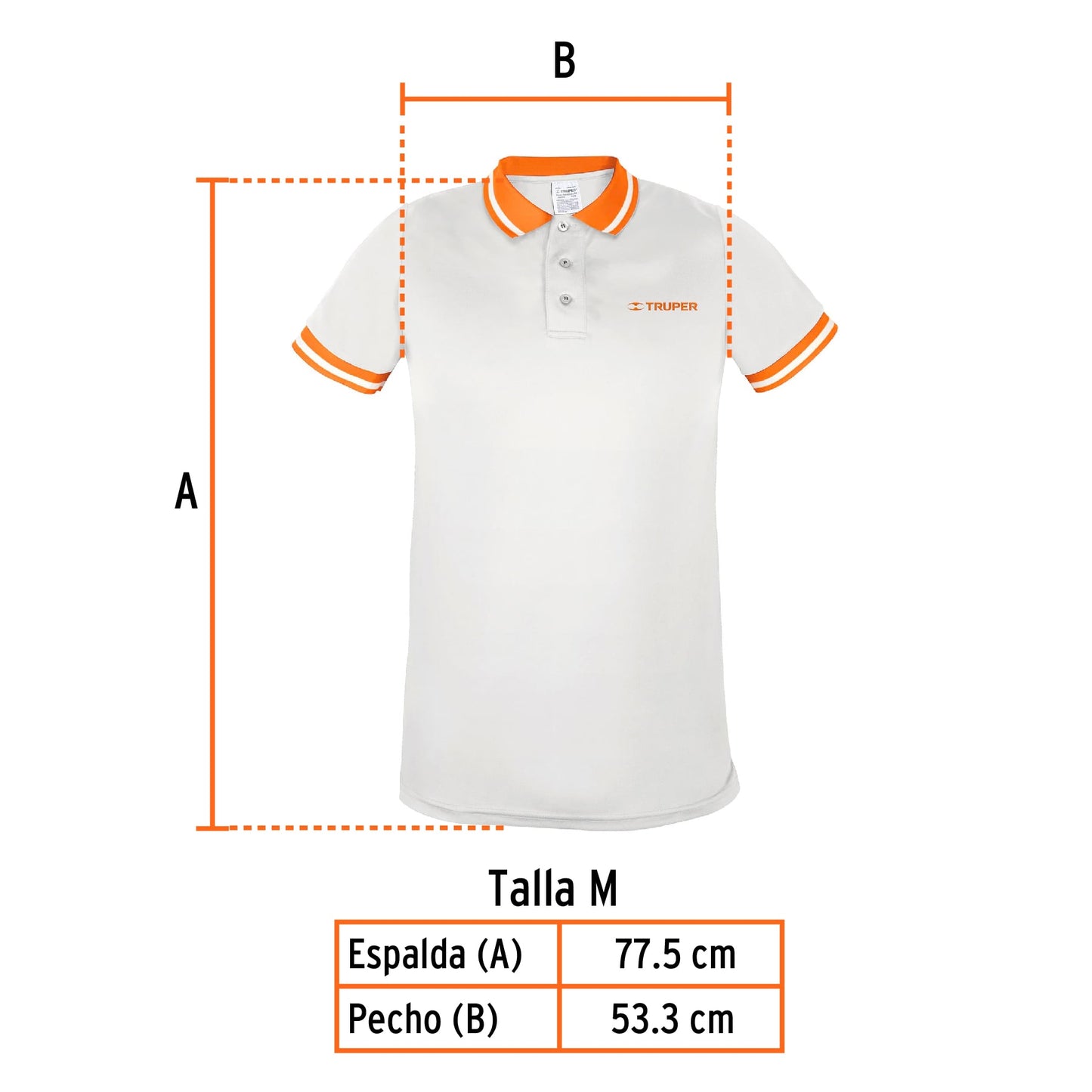 Playera polo performance para hombre blanca talla mediana