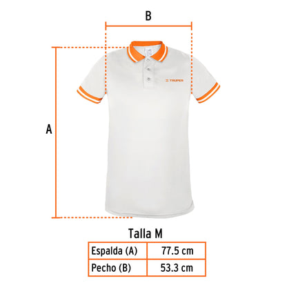 Playera polo performance para hombre blanca talla mediana