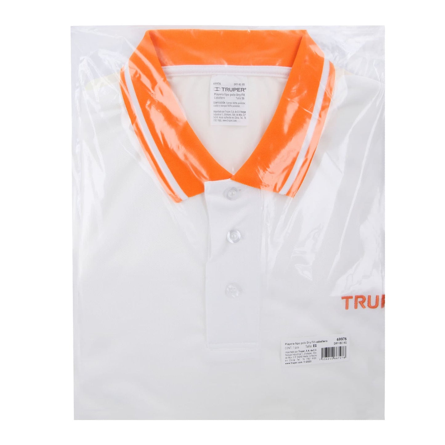 Playera polo performance para hombre blanca talla extra grande