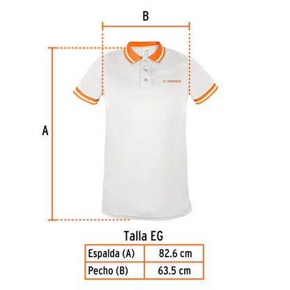 Playera polo performance para hombre blanca talla extra grande