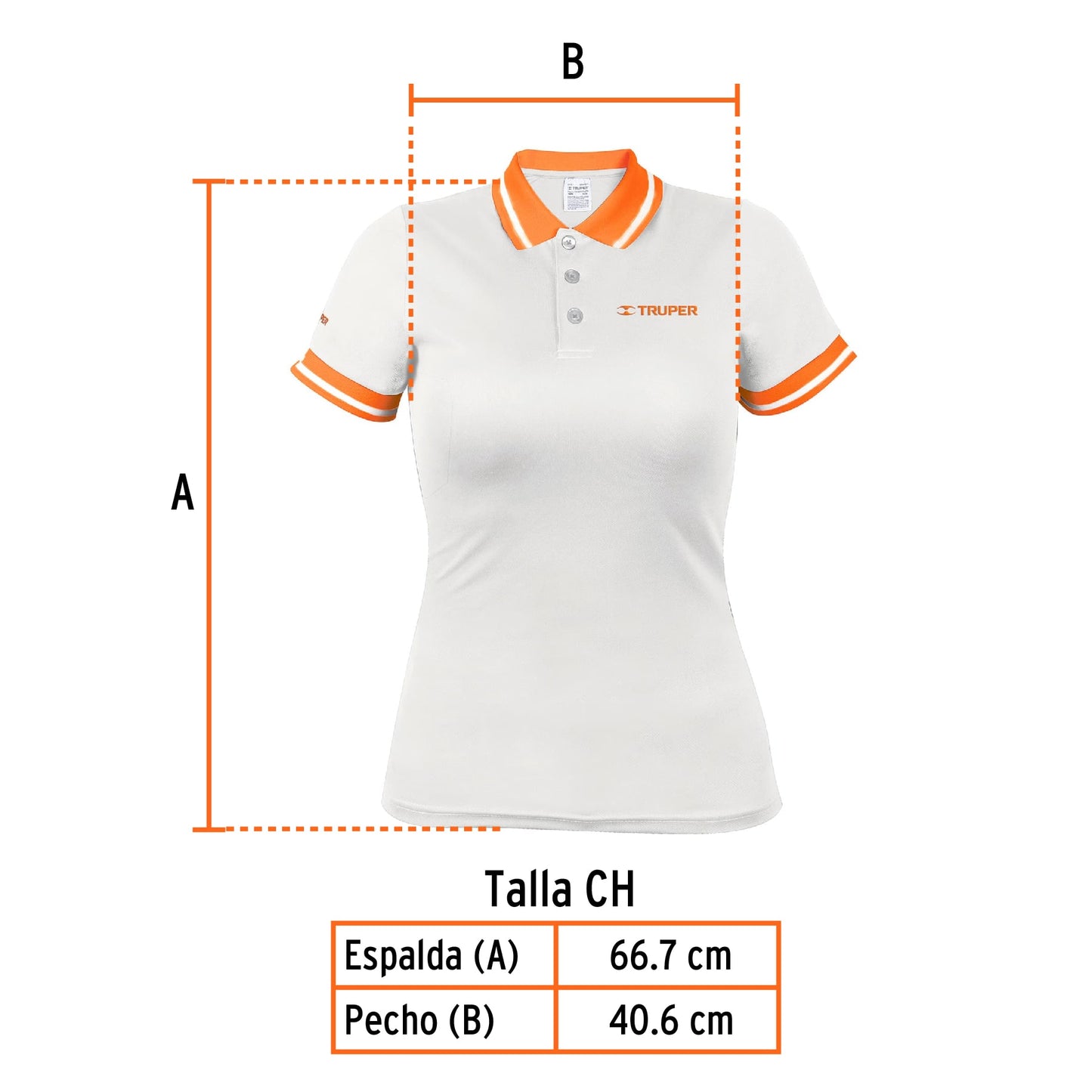 Playera polo performance para mujer blanca talla chica
