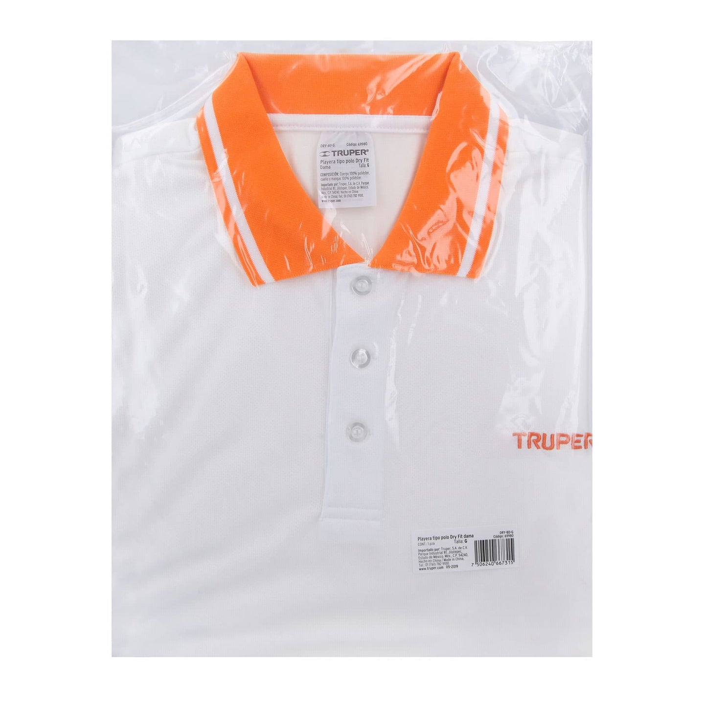 Playera polo performance para mujer blanca talla grande