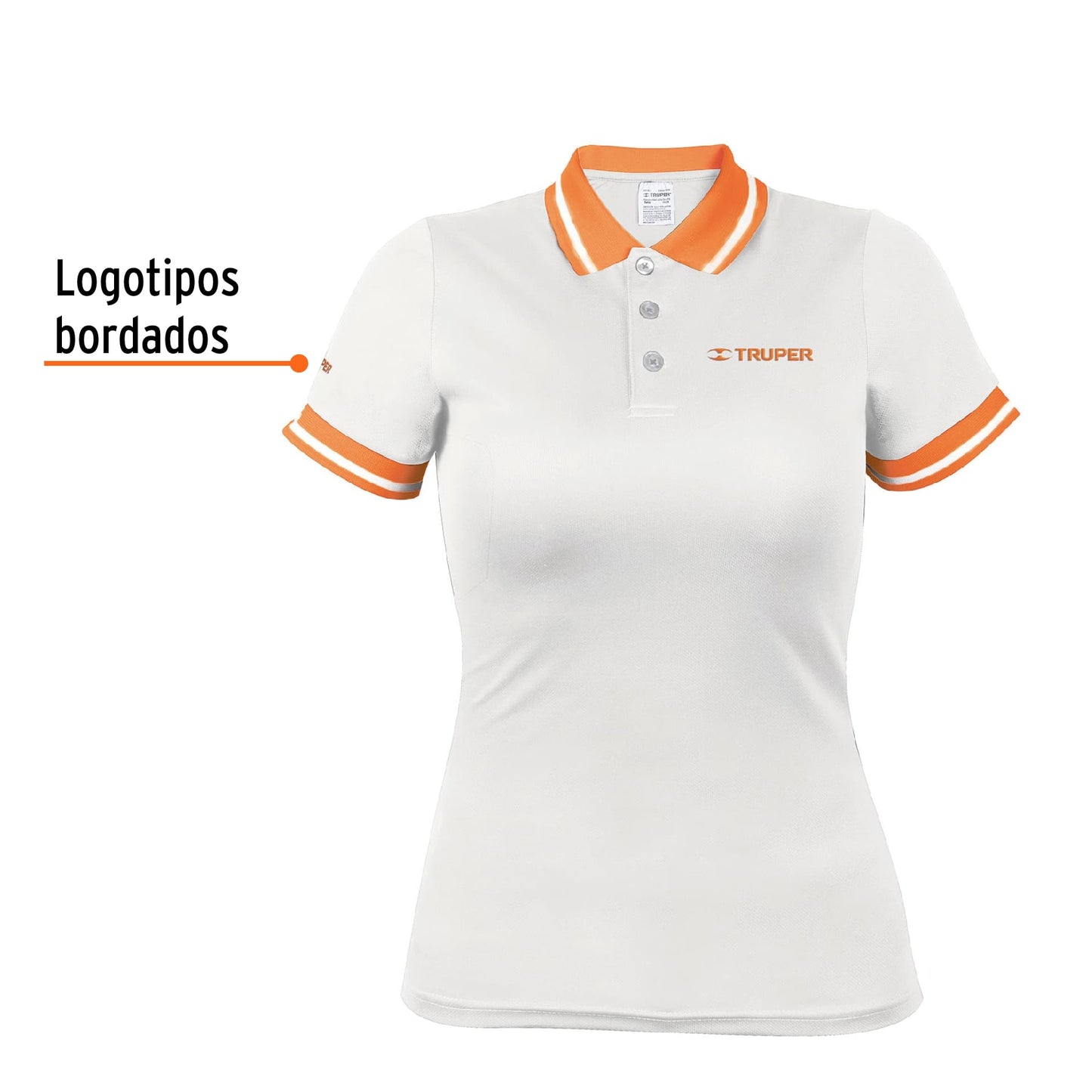 Playera polo performance para mujer blanca talla grande