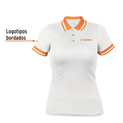 Playera polo performance para mujer blanca talla grande