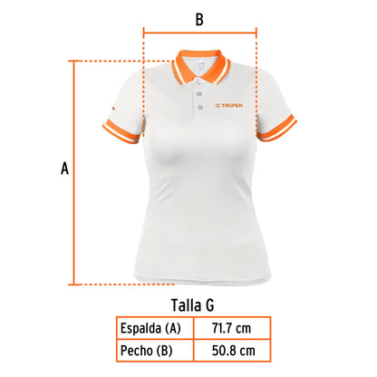 Playera polo performance para mujer blanca talla grande