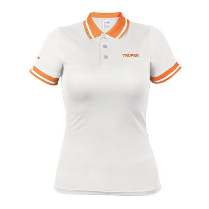 Playera polo performance para mujer blanca talla mediana