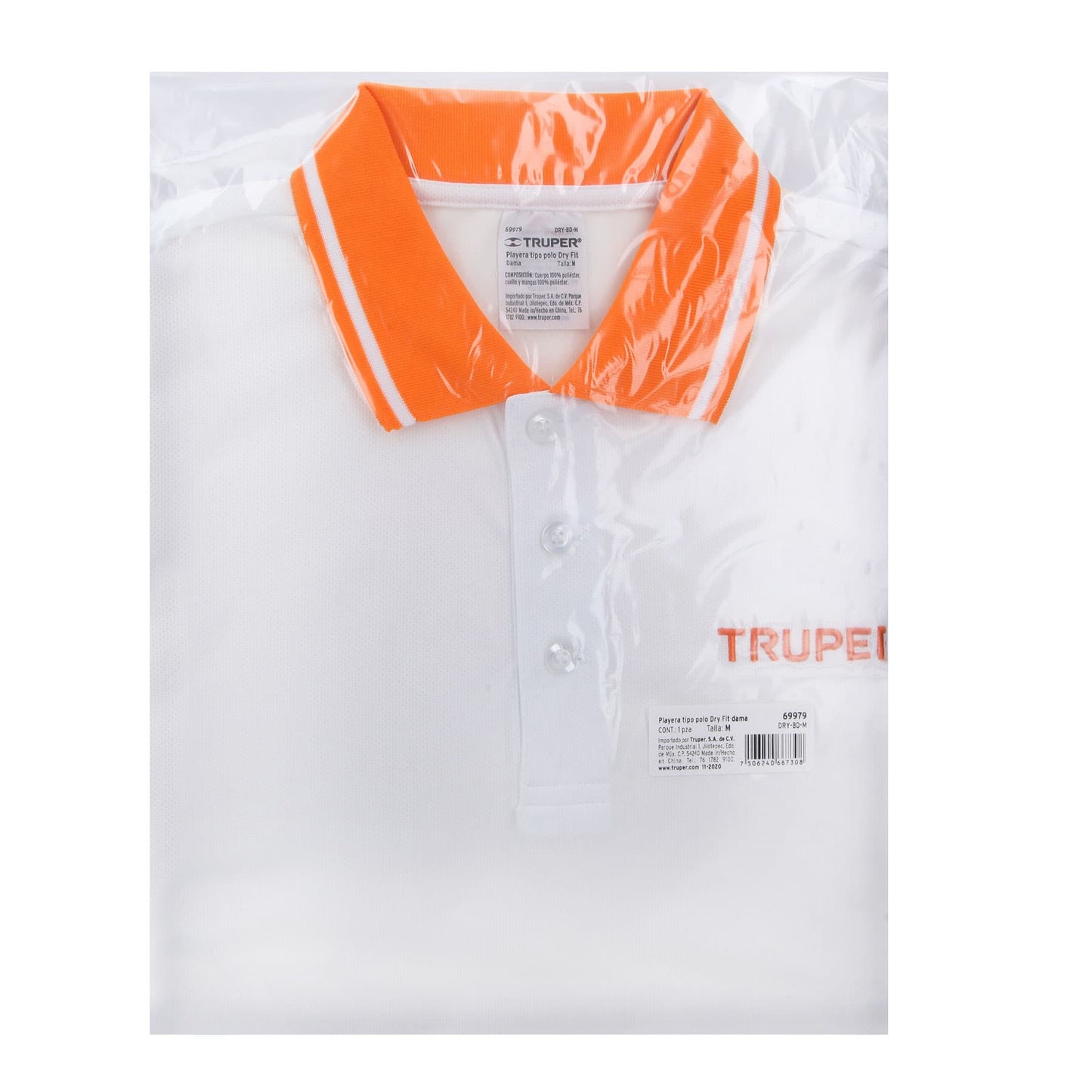 Playera polo performance para mujer blanca talla mediana