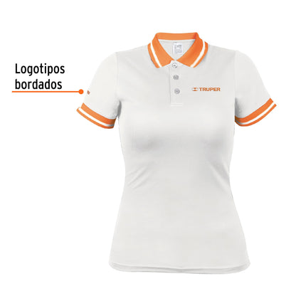 Playera polo performance para mujer blanca talla mediana
