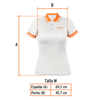 Playera polo performance para mujer blanca talla mediana