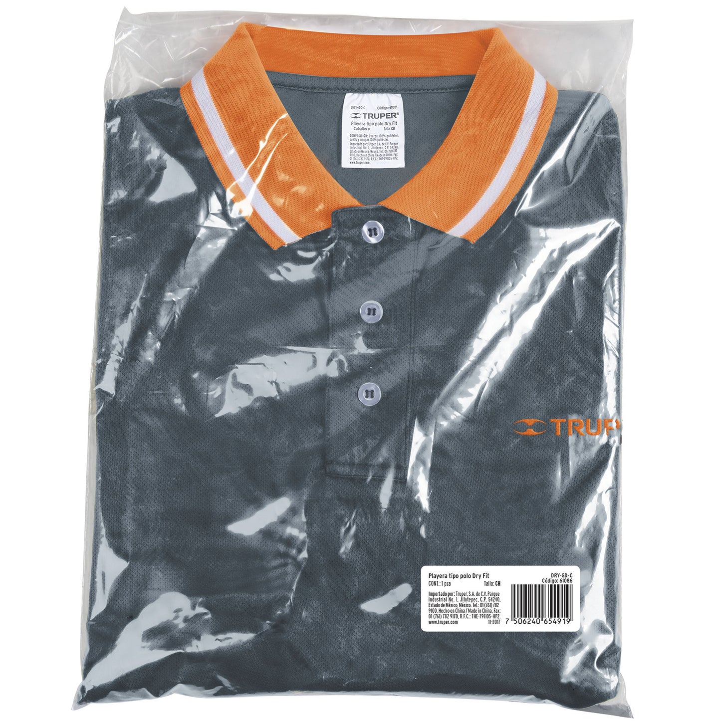 Playera polo performance para hombre gris talla chica