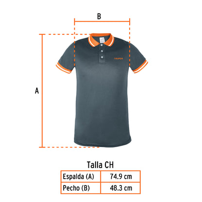 Playera polo performance para hombre gris talla chica