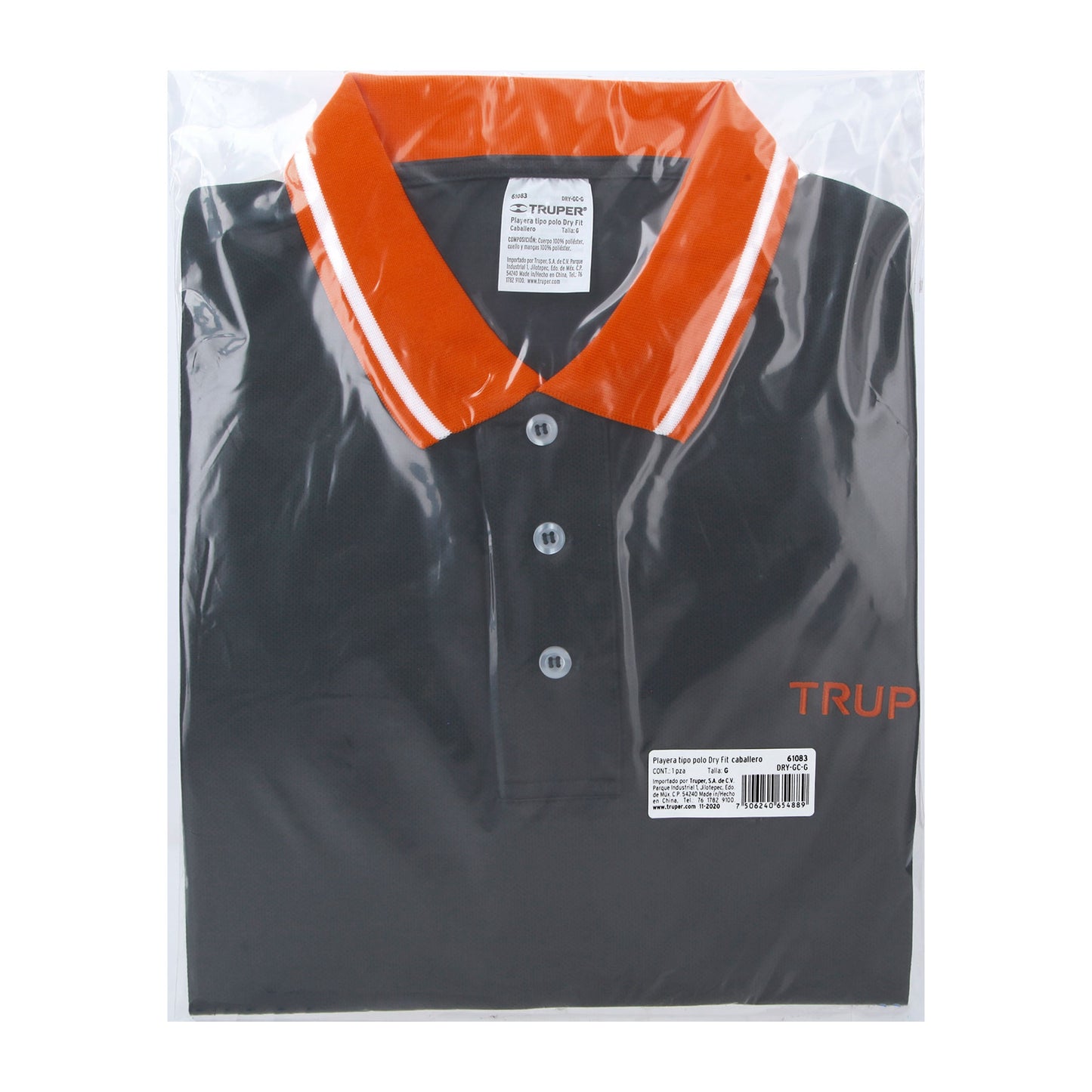 Playera polo performance para hombre gris talla grande