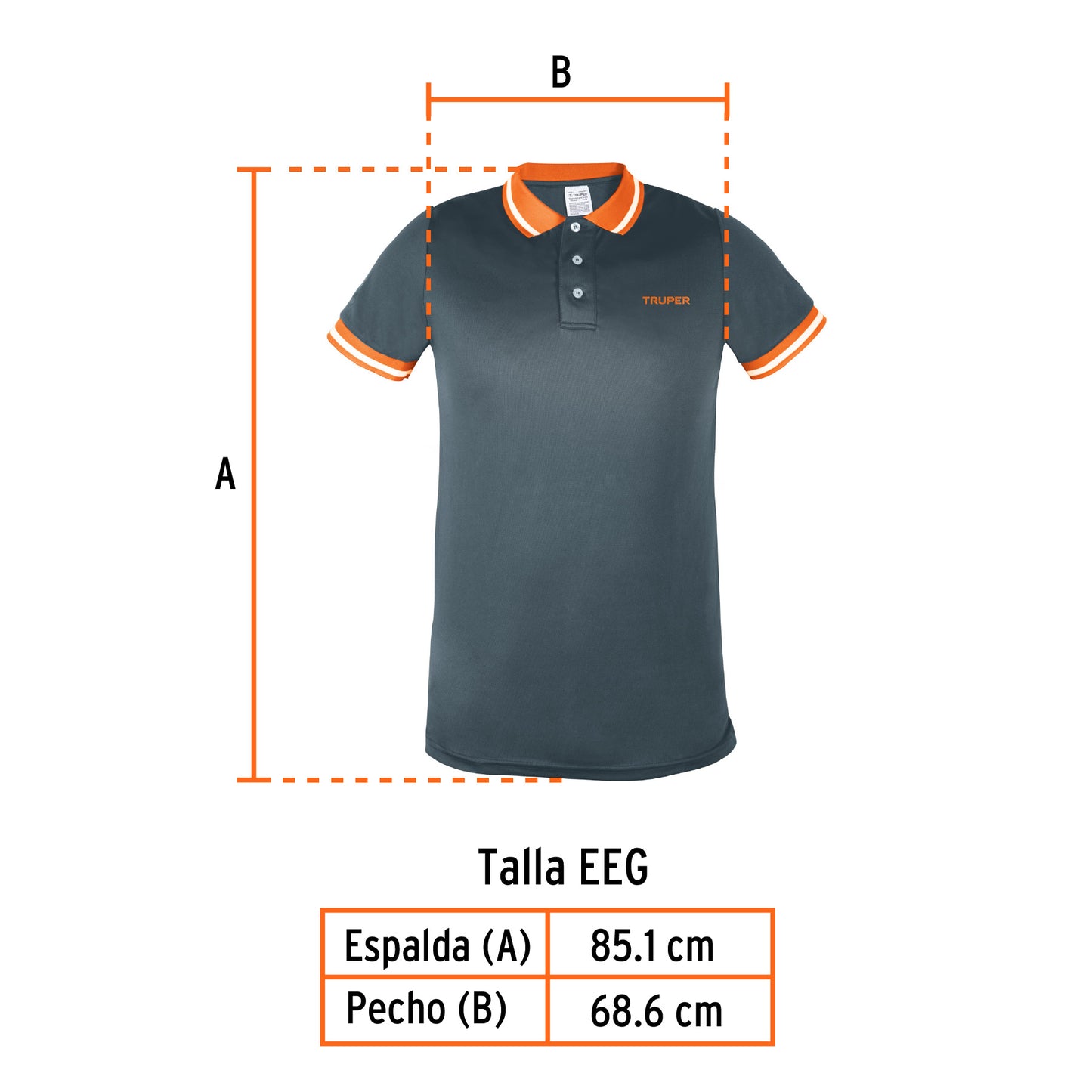 Playera polo performance para hombre gris talla extra extra grande