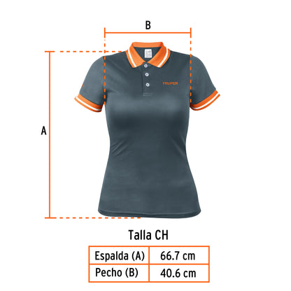 Playera polo performance para mujer color gris en talla CH