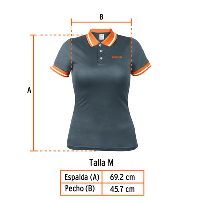Playera polo performance para mujer color gris en talla M