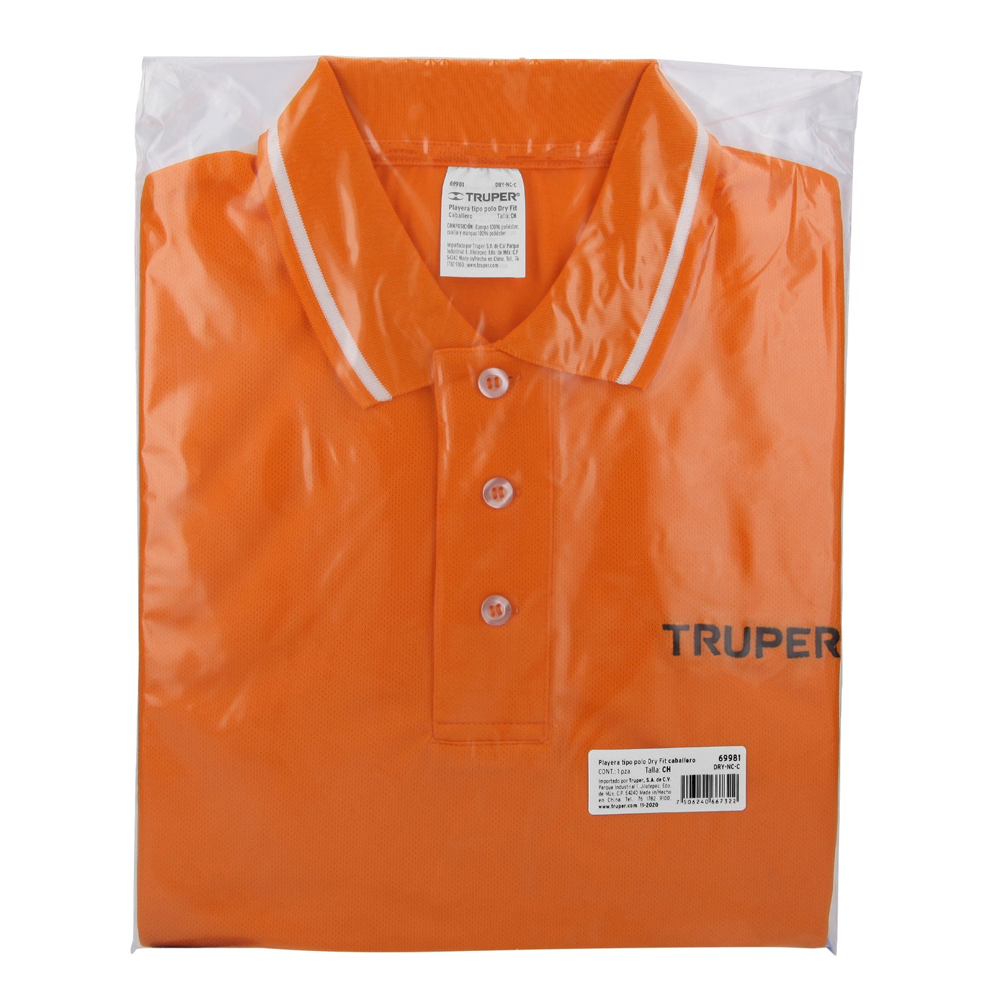 Playera polo performance para hombre naranja talla chica