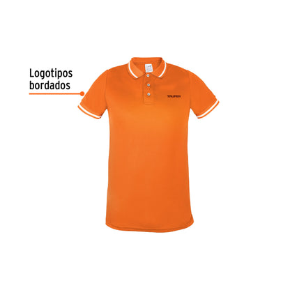 Playera polo performance para hombre naranja talla chica