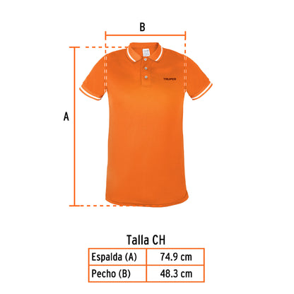 Playera polo performance para hombre naranja talla chica