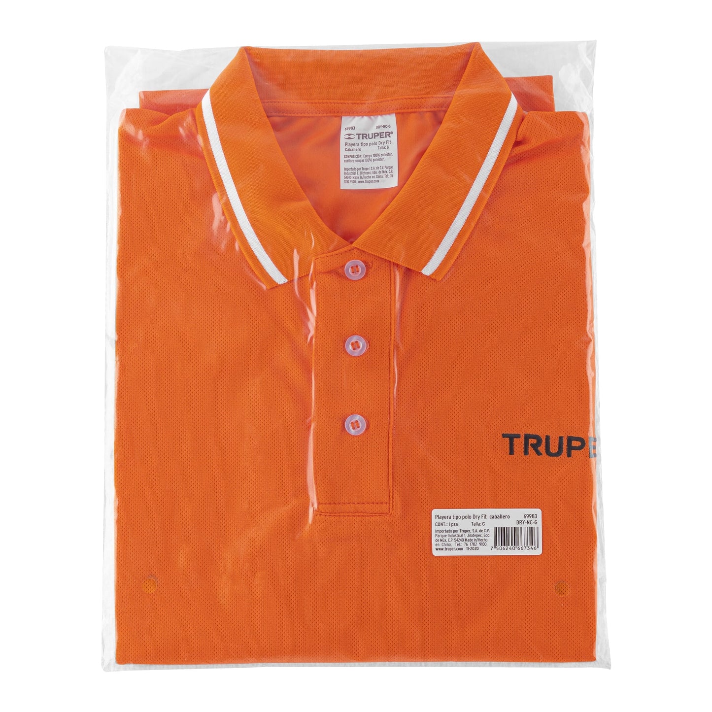 Playera polo performance para hombre naranja talla grande