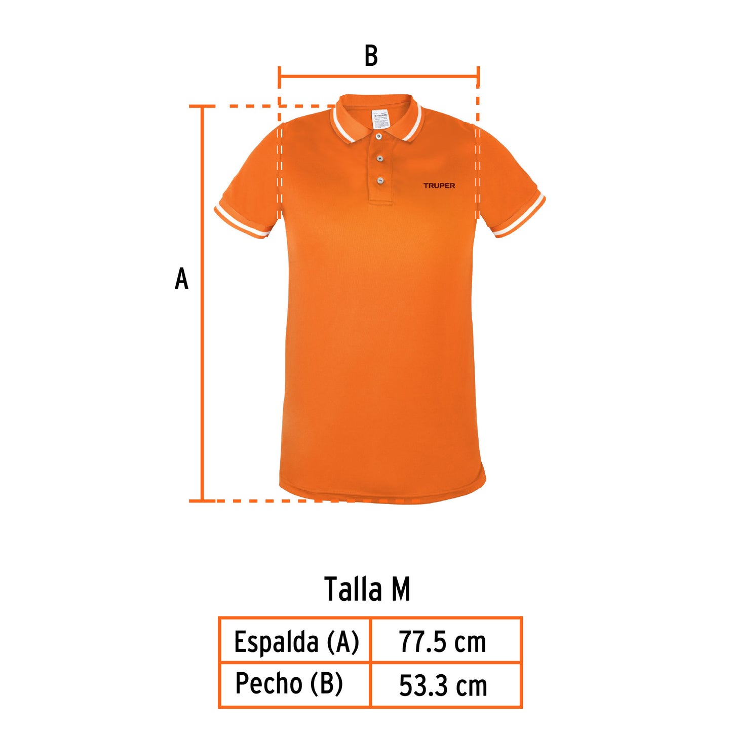 Playera polo performance para hombre naranja talla grande