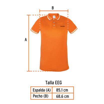 Playera polo performance para hombre naranja talla extra extra grande