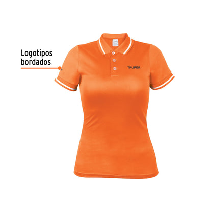 Playera polo performance para mujer color naranja en talla CH