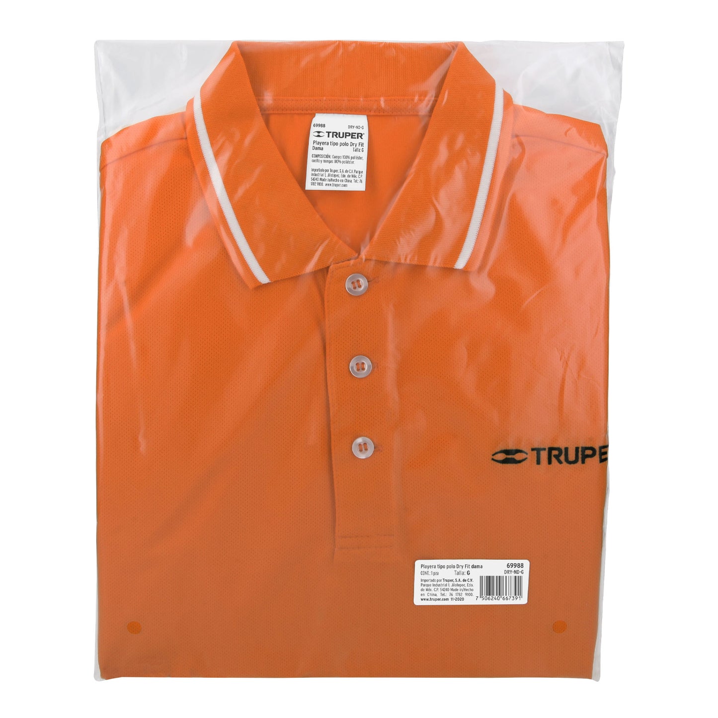 Playera polo performance para mujer color naranja en talla G