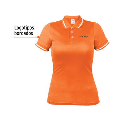 Playera polo performance para mujer color naranja en talla G