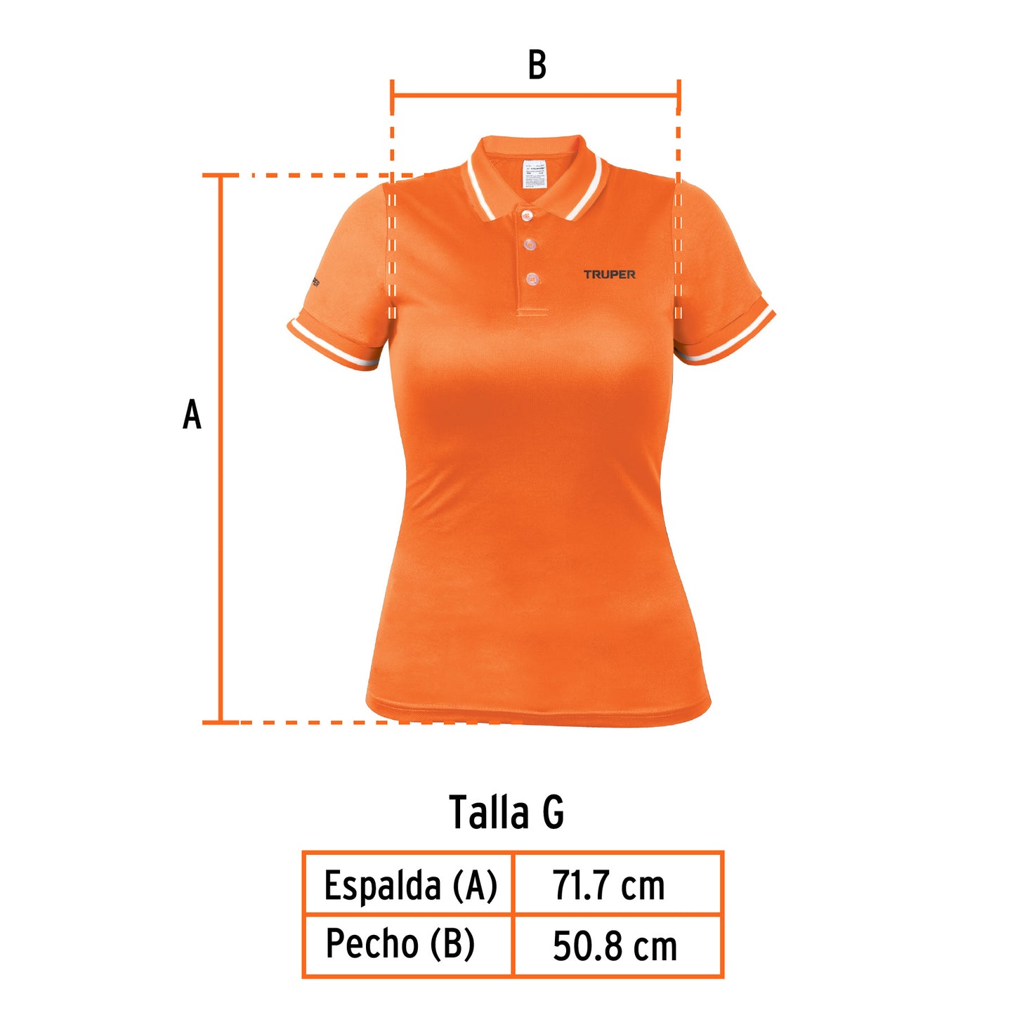Playera polo performance para mujer color naranja en talla G