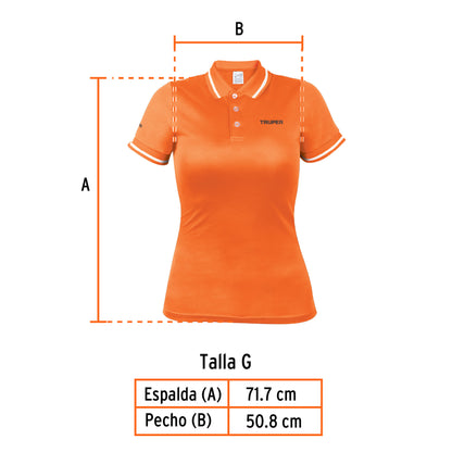Playera polo performance para mujer color naranja en talla G