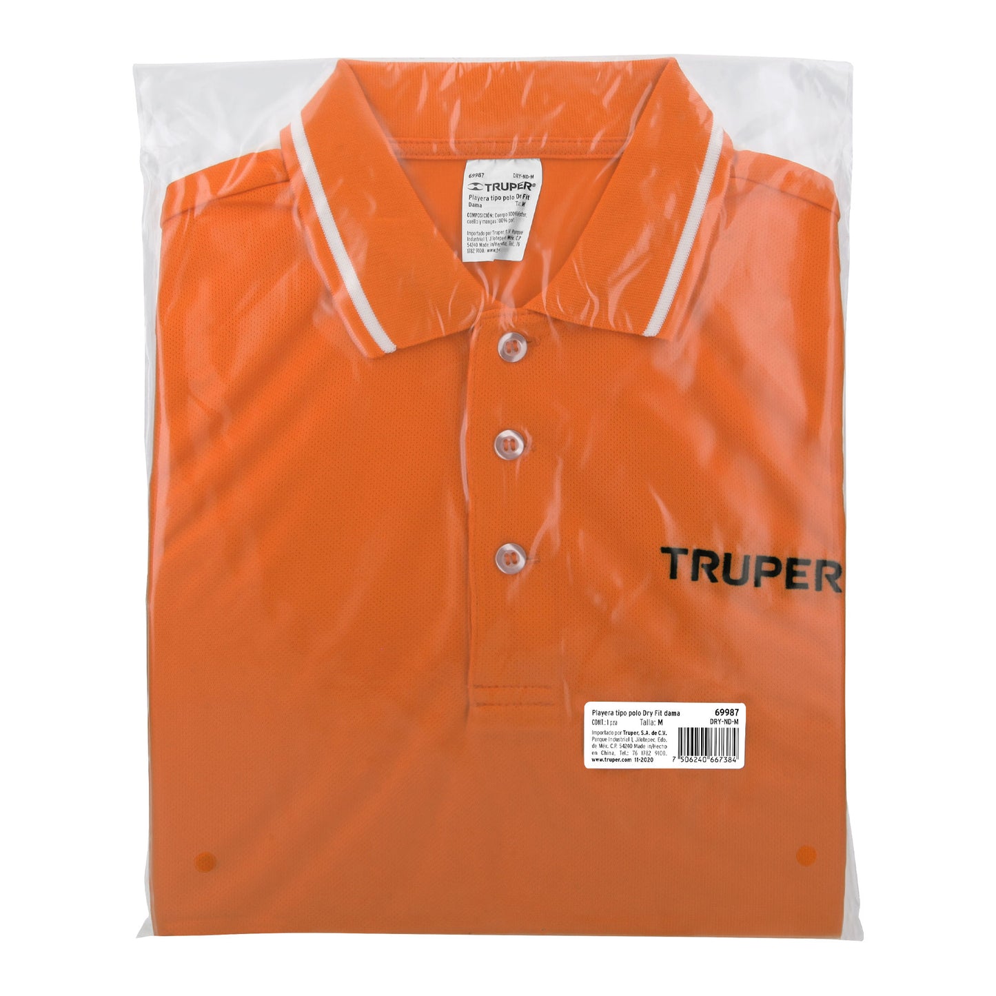 Playera polo performance para mujer color naranja en talla M