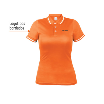 Playera polo performance para mujer color naranja en talla M