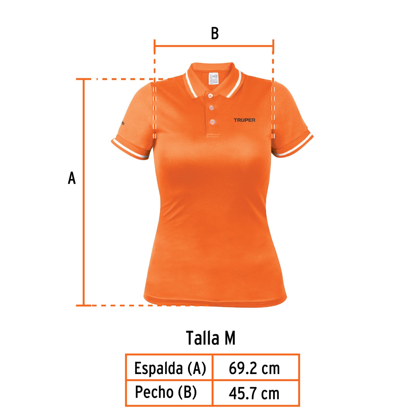 Playera polo performance para mujer color naranja en talla M