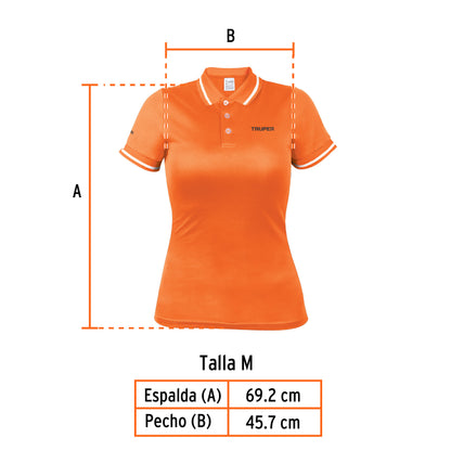 Playera polo performance para mujer color naranja en talla M