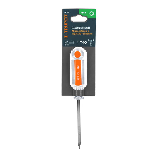 Desarmador Torx T-10 con barra de 10.16 cm y mango de acetato