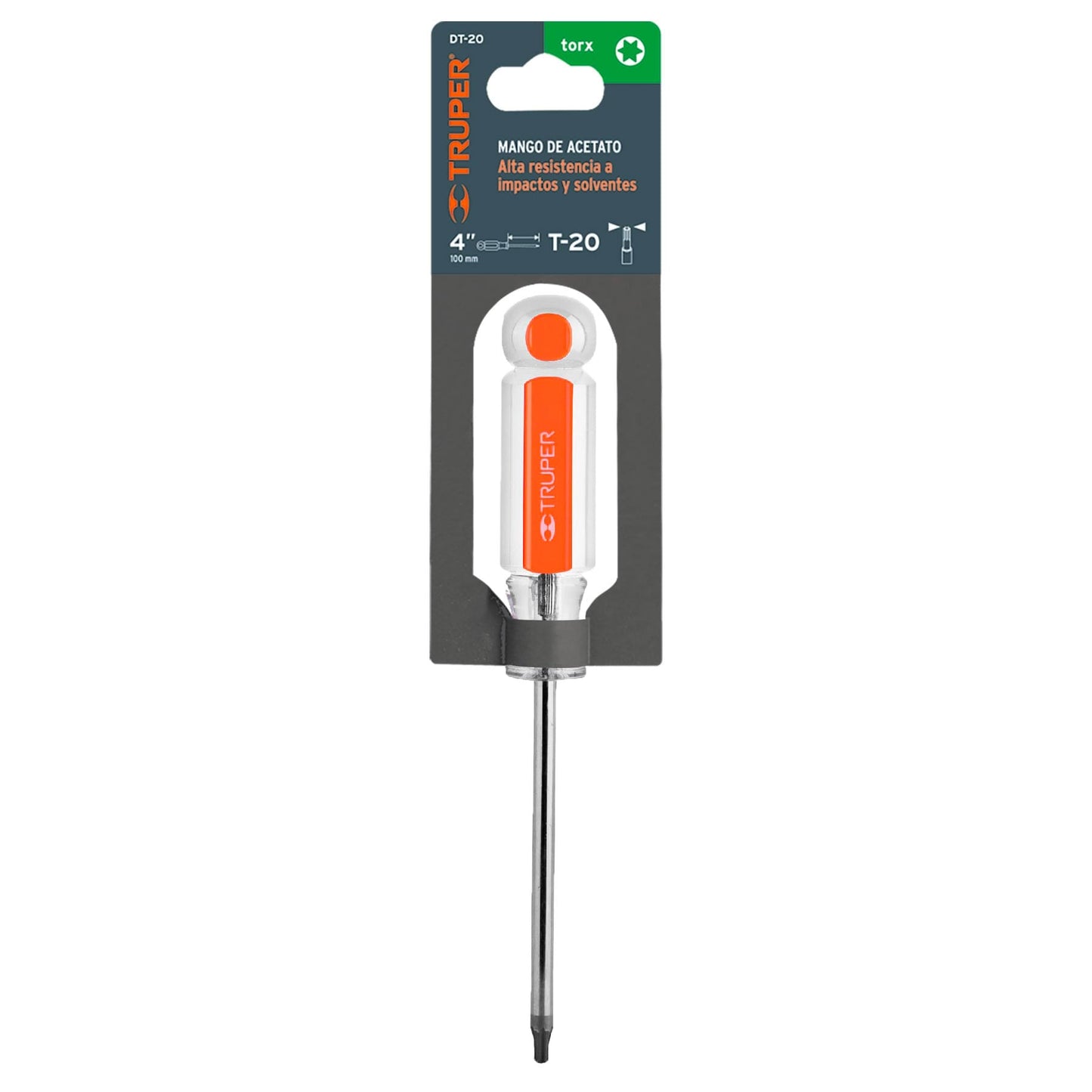 Desarmador Torx T-20 con barra de 10.16 cm y mango de acetato