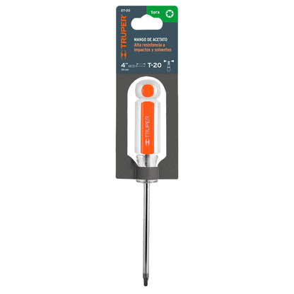 Desarmador Torx T-20 con barra de 10.16 cm y mango de acetato