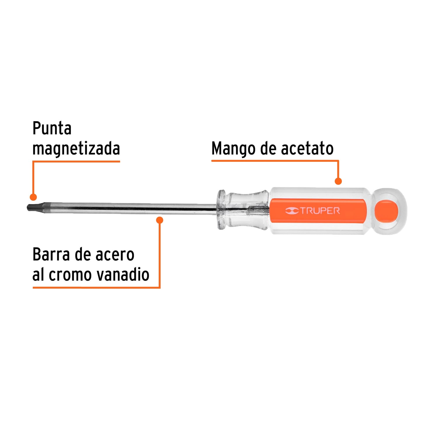 Desarmador Torx T-20 con barra de 10.16 cm y mango de acetato