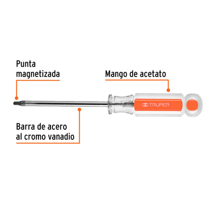 Desarmador Torx T-20 con barra de 10.16 cm y mango de acetato