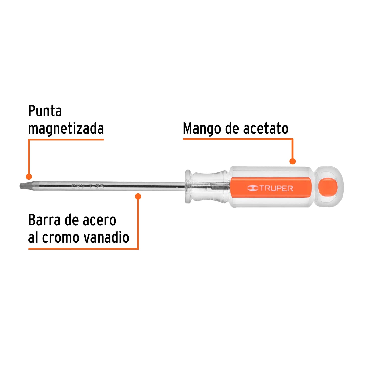 Desarmador Torx T-25 con barra de 10.16 cm y mango de acetato