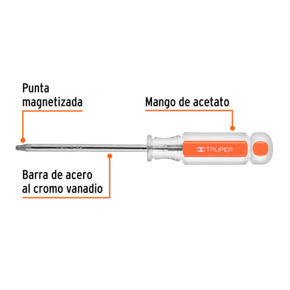 Desarmador Torx T-25 con barra de 10.16 cm y mango de acetato