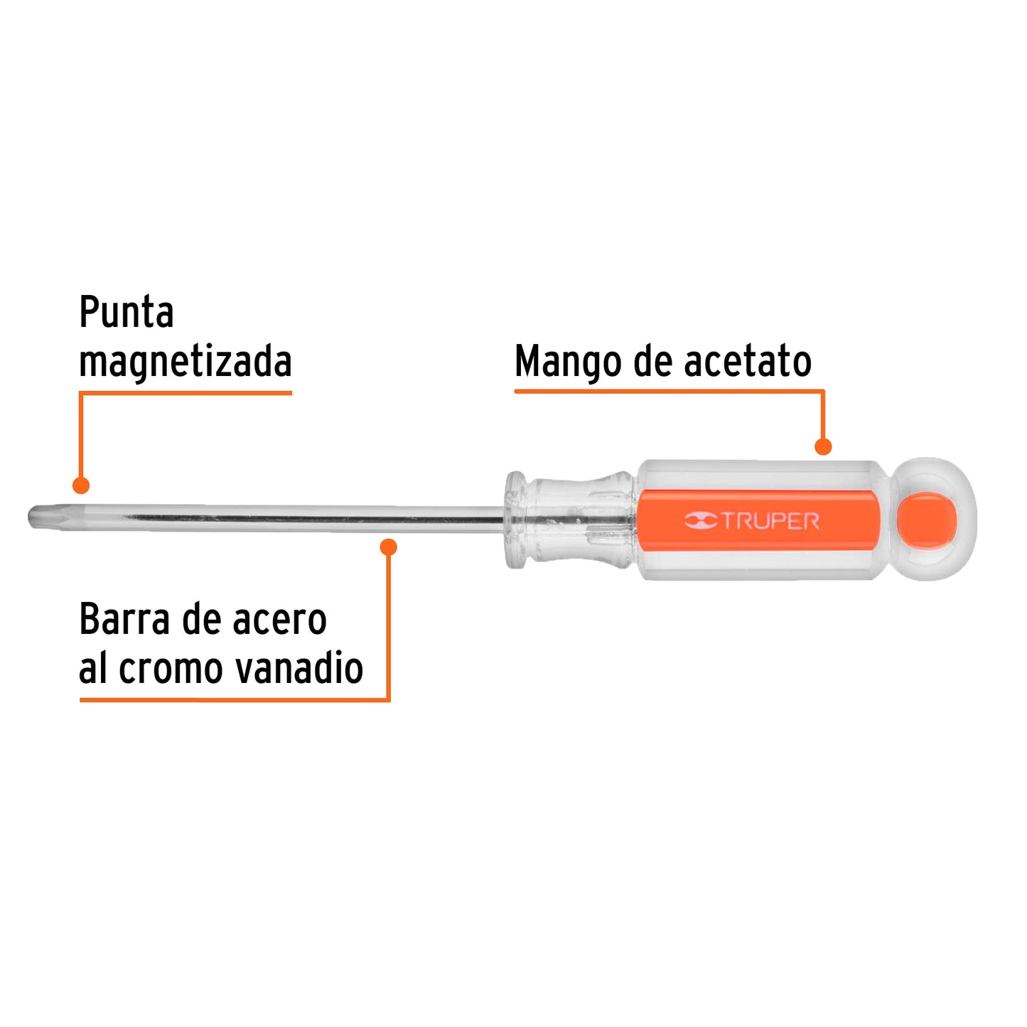 Desarmador Torx T-27 con barra de 10.16 cm y mango de acetato