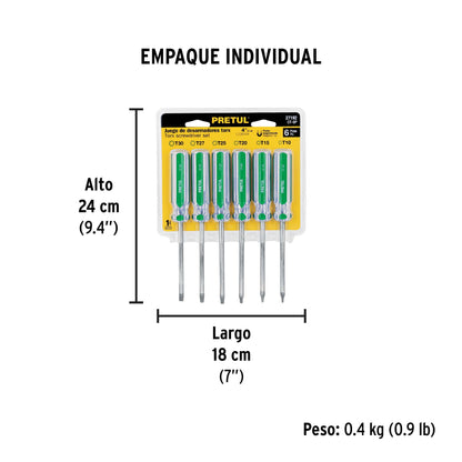 Juego de 6 desarmadores Torx mango de PVC · vista 6