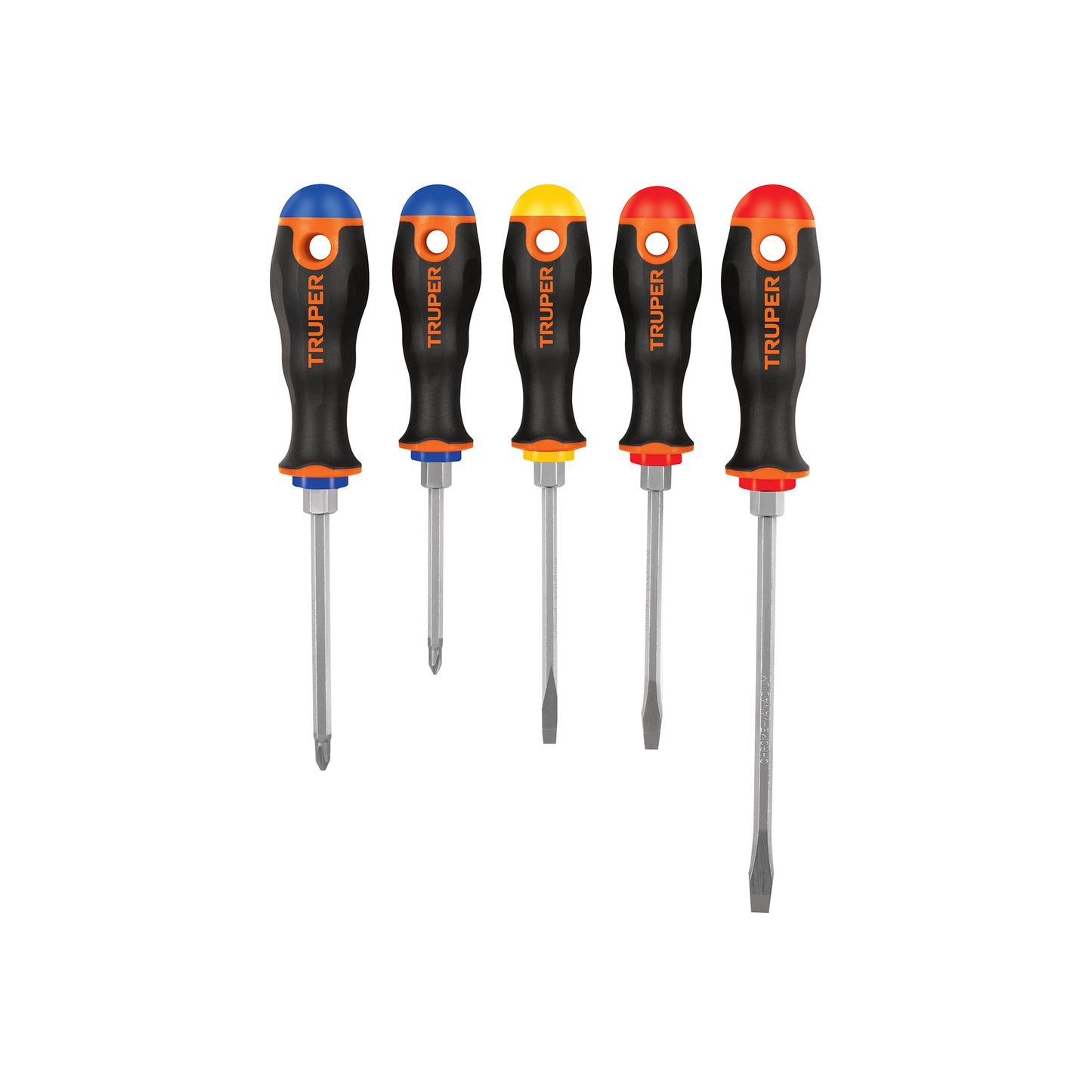 Juego de 5 desarmadores de mango comfort grip con barra hexagonal